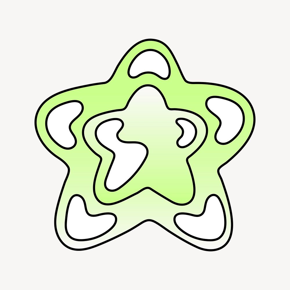 Star icon, funky lime green shape illustration