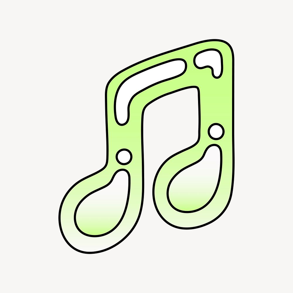 Music note icon, funky lime green shape illustration