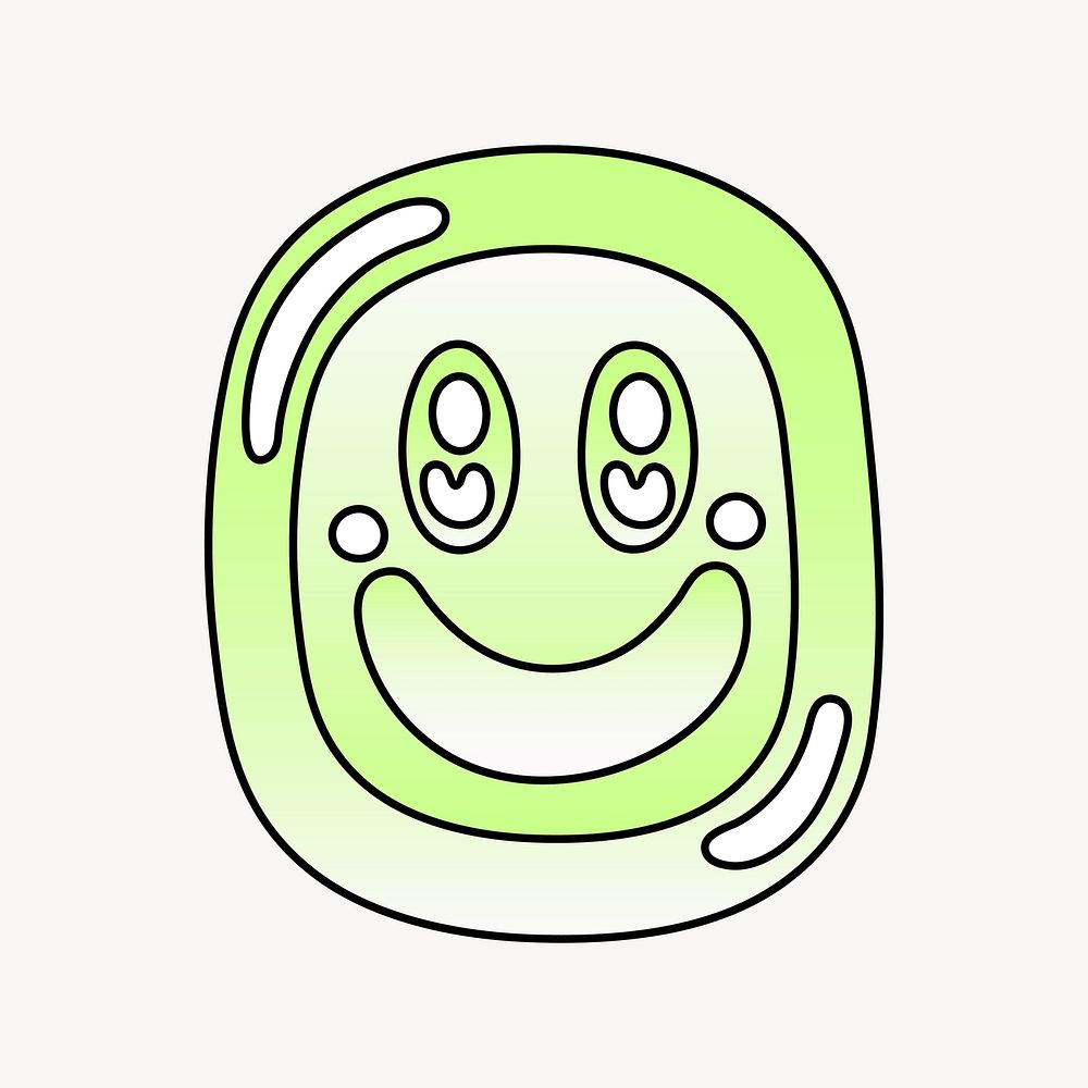 Smiling face icon, funky lime green shape illustration