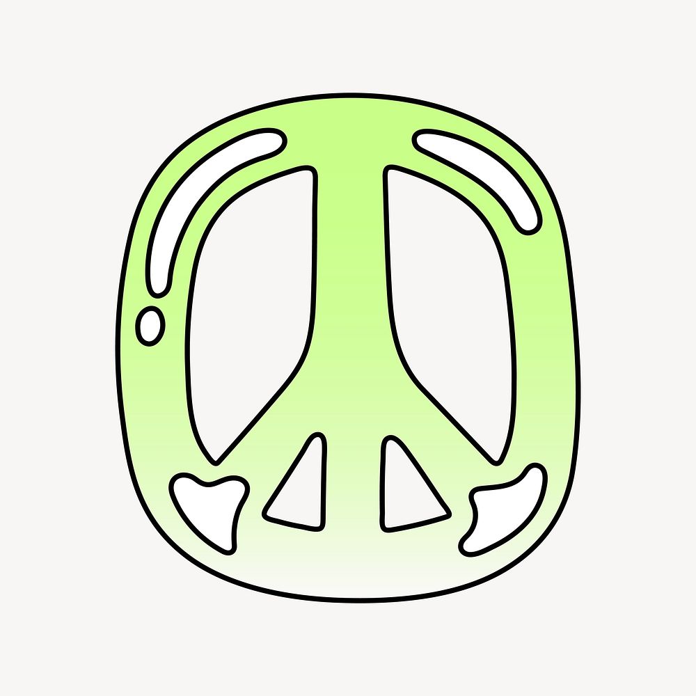 Peace icon, funky lime green shape illustration