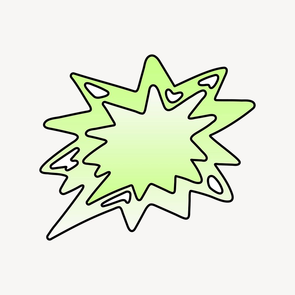 Explosion bubble icon, funky lime green shape illustration