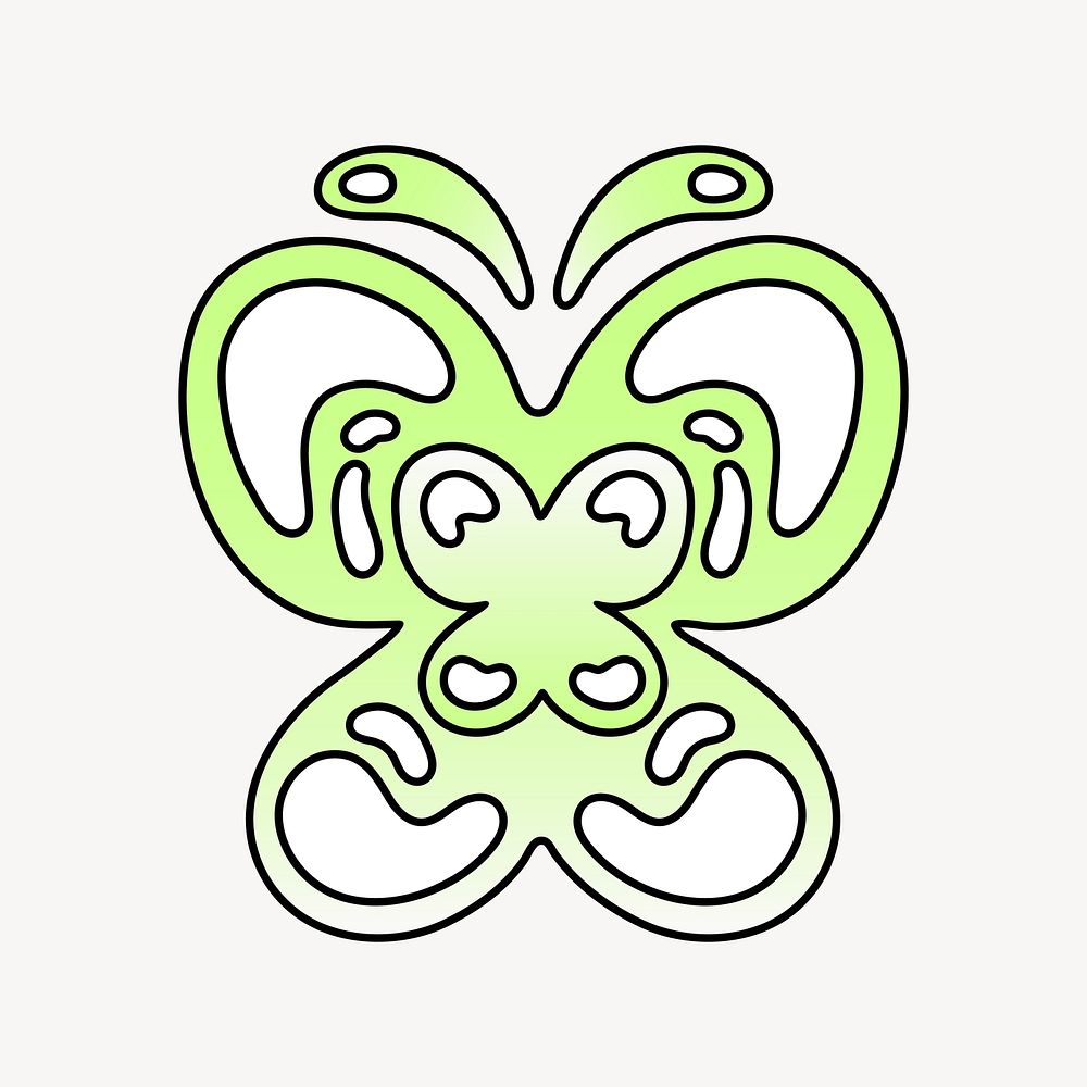 Butterfly icon, funky lime green shape illustration