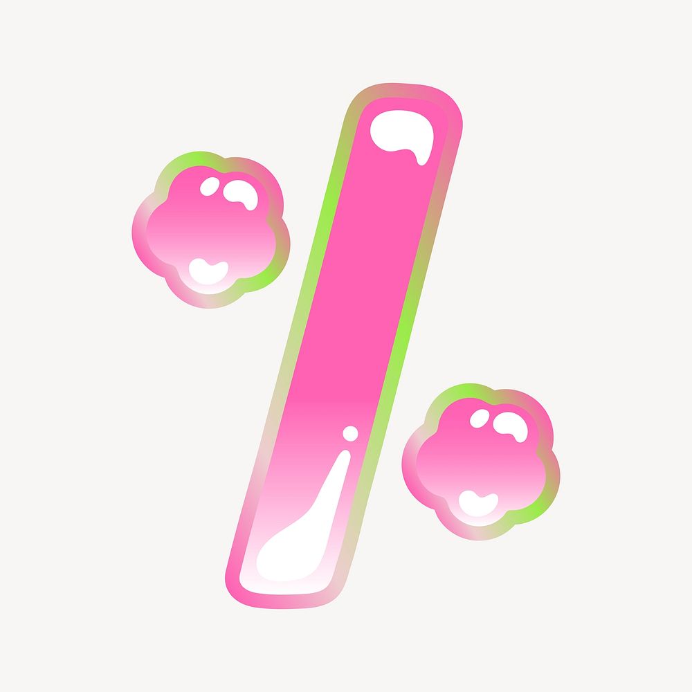 Percentage  sign, cute pink funky illustration