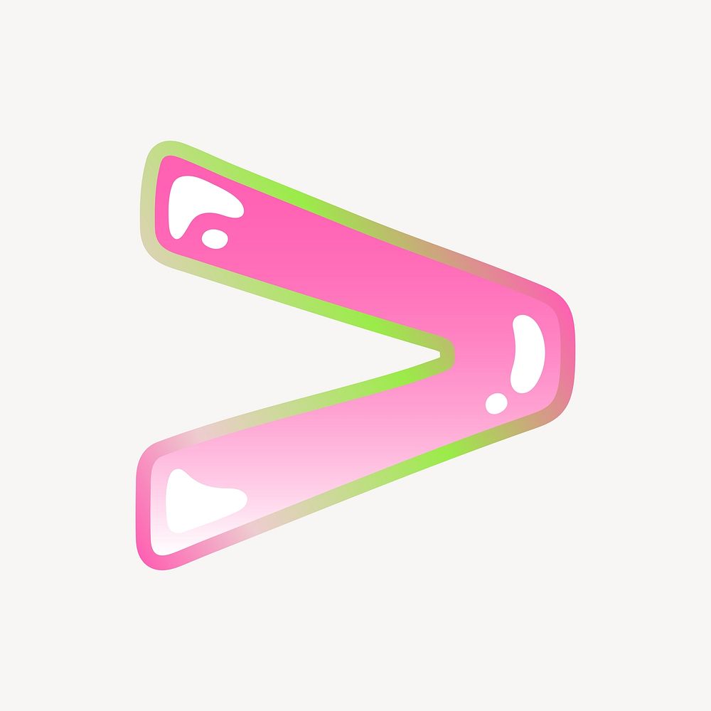 Greater than  sign, cute pink funky illustration