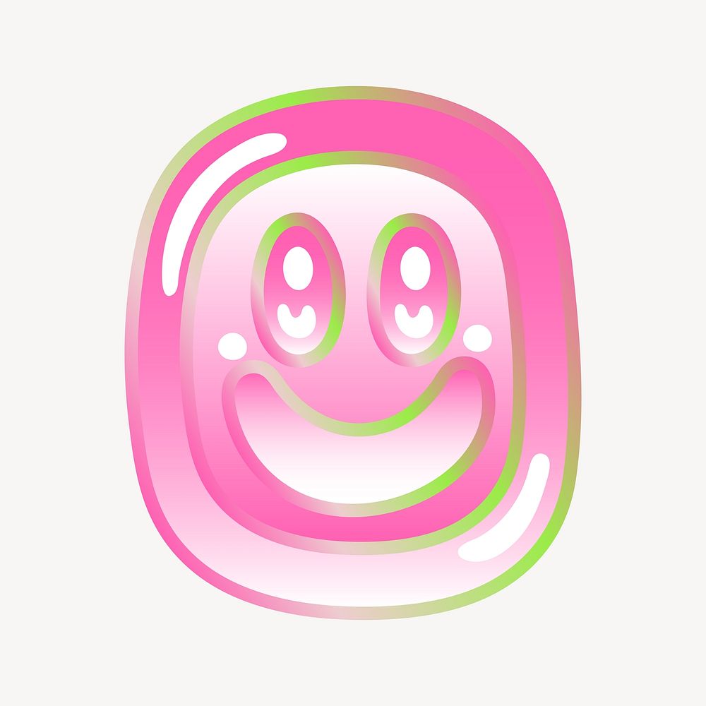 Smiling face icon, funky pink illustration