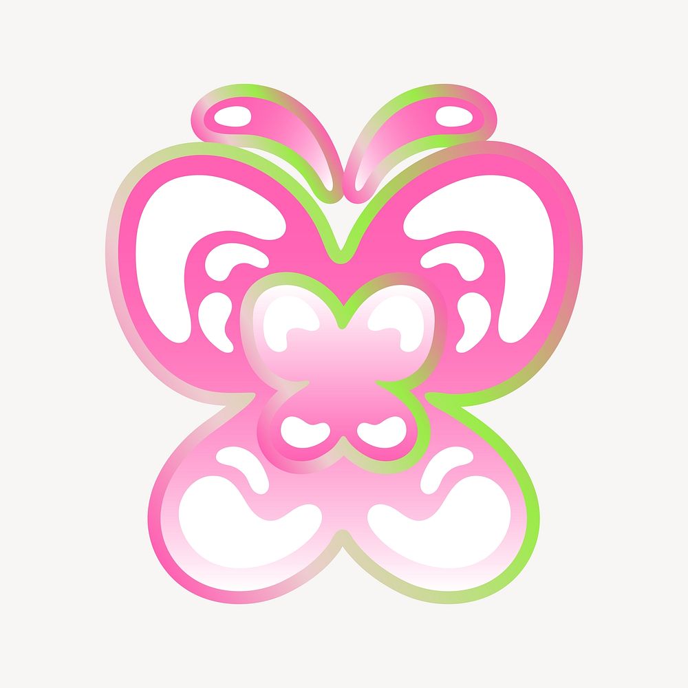 Butterfly icon, funky pink illustration