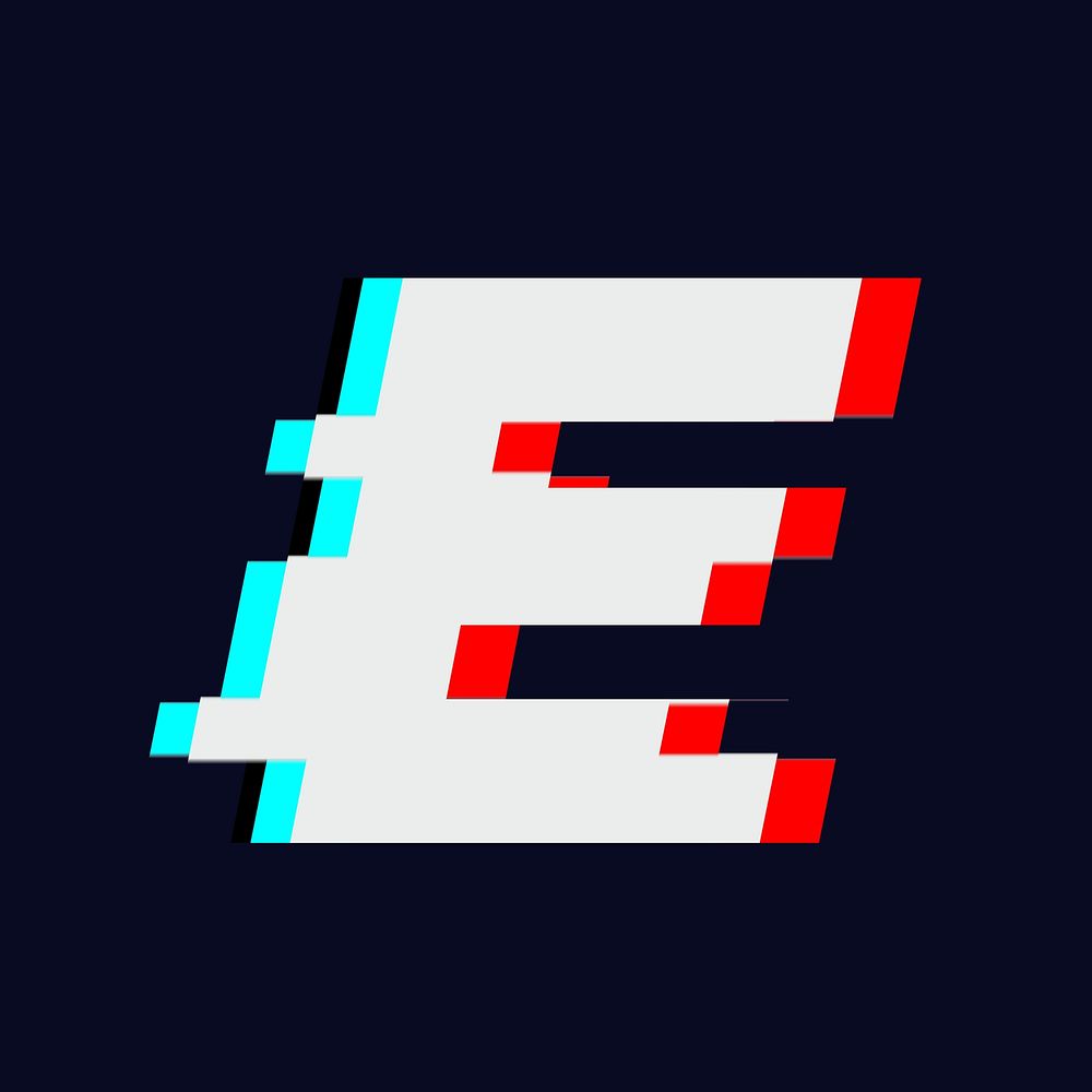 Letter E, glitch alphabet illustration | Free Photo Illustration - rawpixel