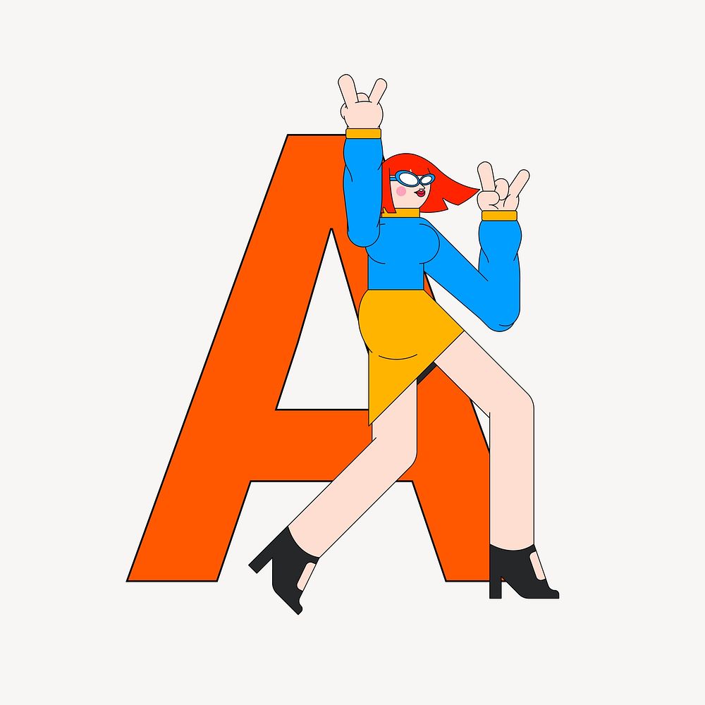 Letter A, character font illustration