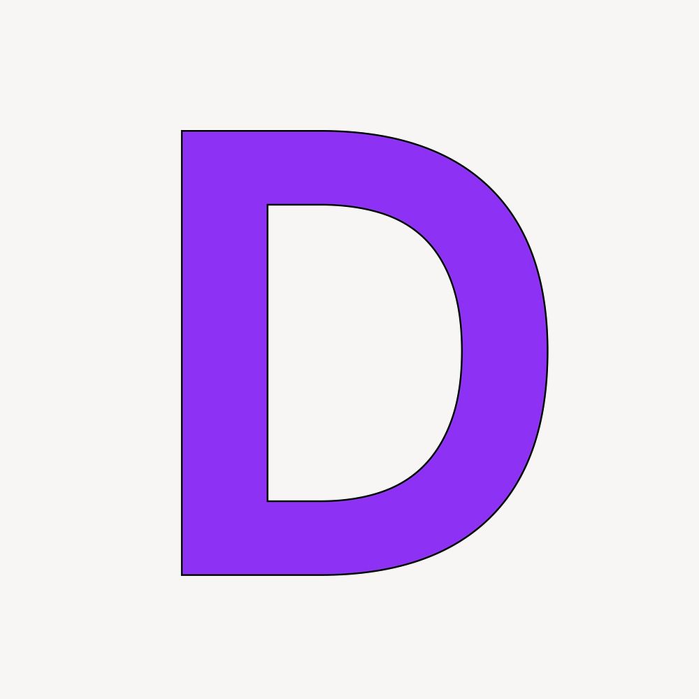 Letter D in purple font illustration