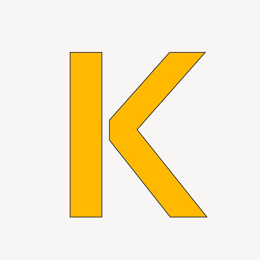 Letter K in yellow font illustration