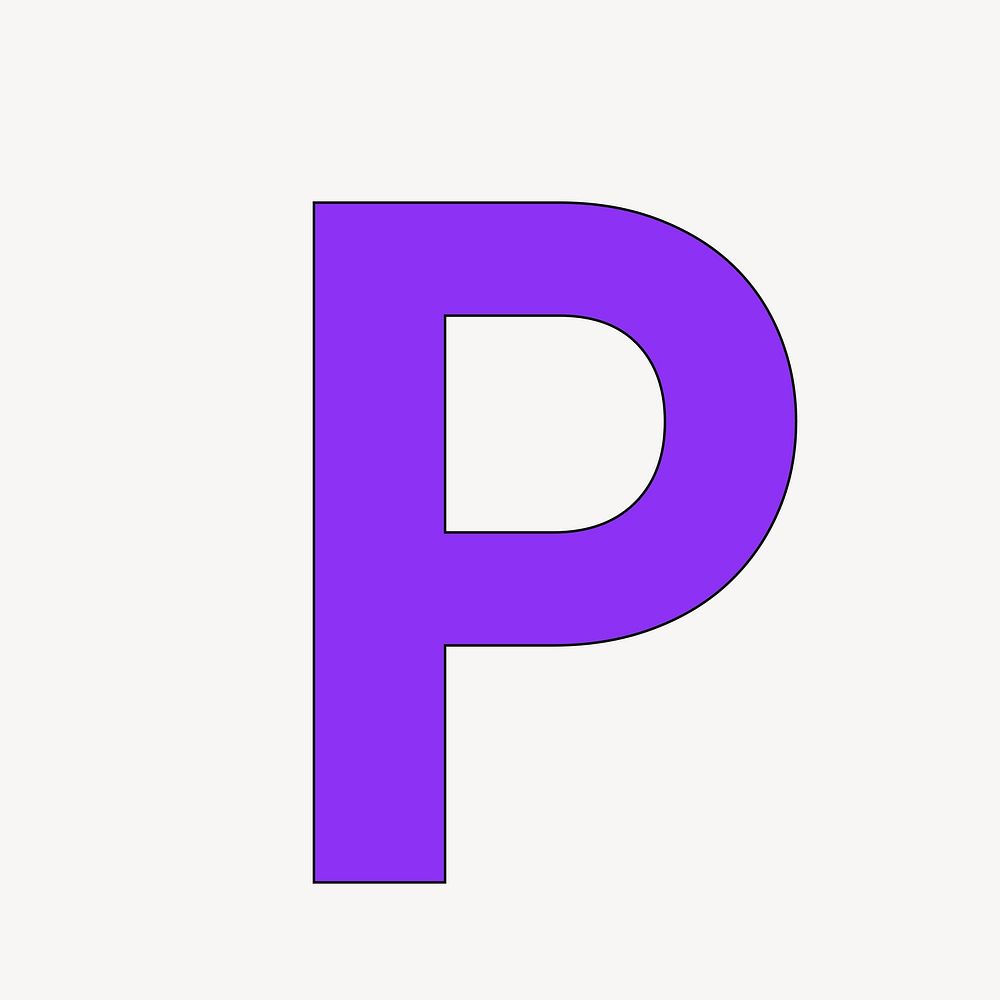 Letter P in purple font illustration