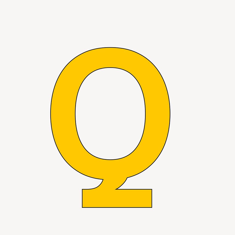 Letter Q in yellow font illustration