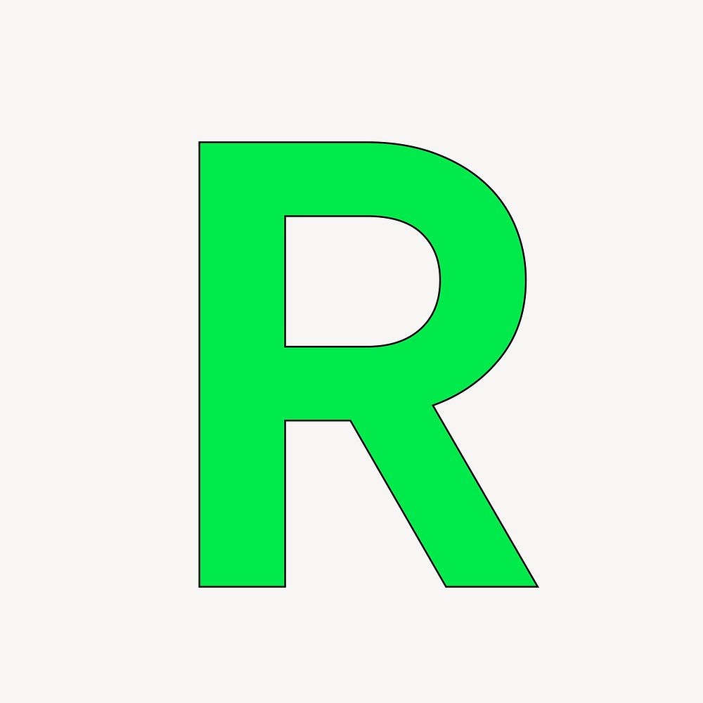 Letter R in green font illustration