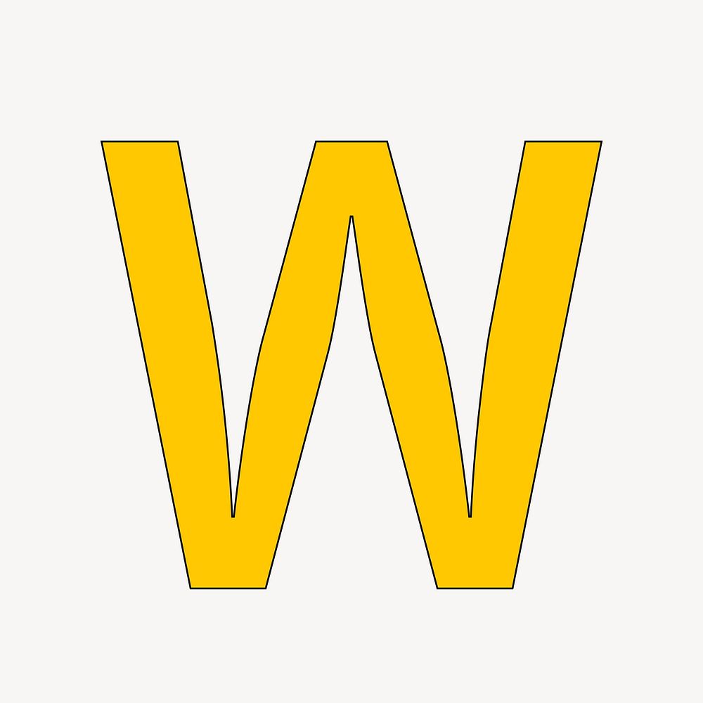 Letter W in yellow font illustration