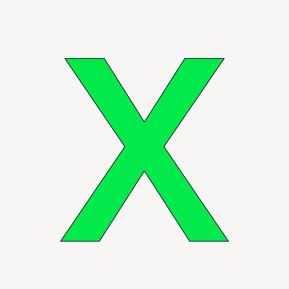 Letter X in green font illustration