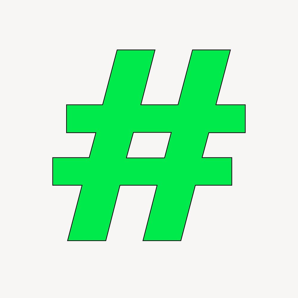 Green hashtag sign illustration