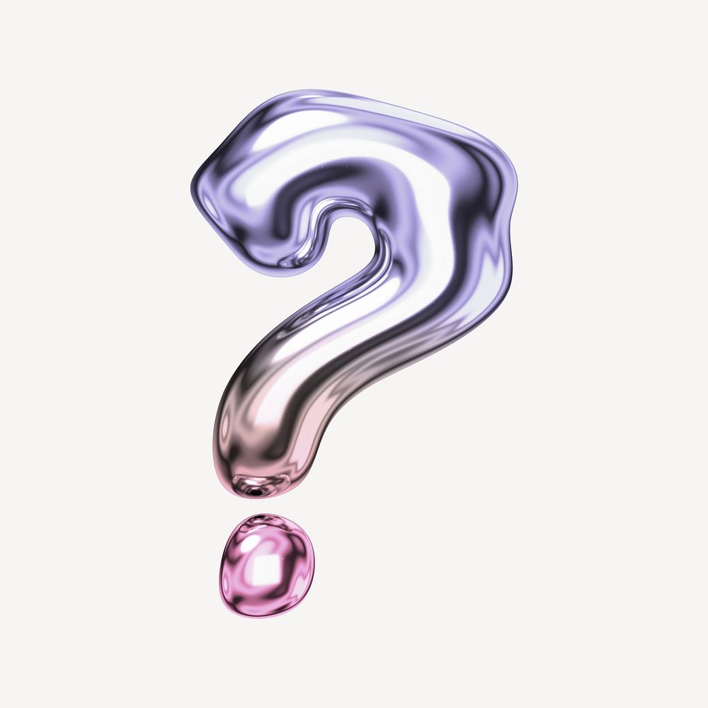 Question mark sign, holographic fluid chrome symbol illustration