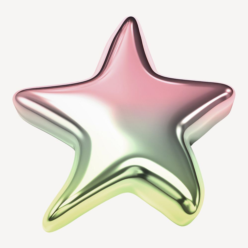 Star icon holographic fluid chrome shape illustration