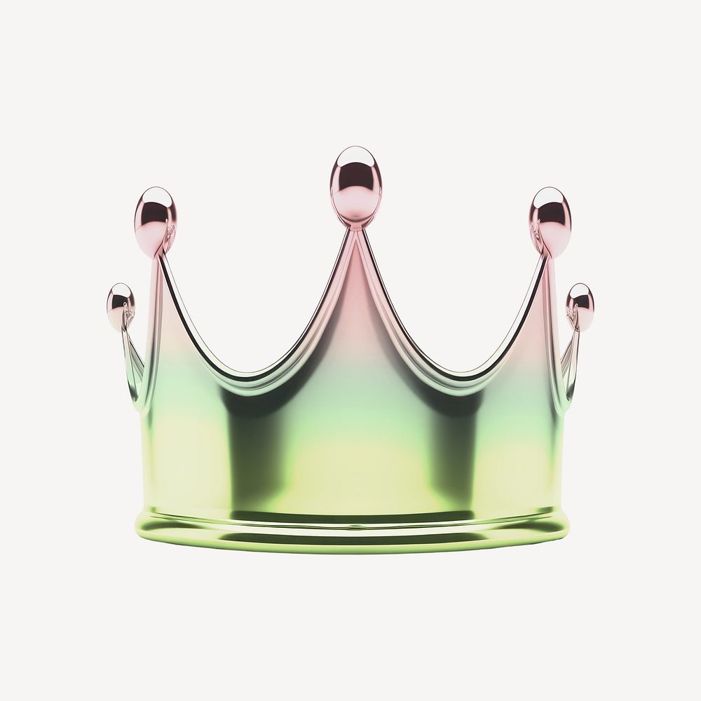 Crown icon holographic fluid chrome shape illustration