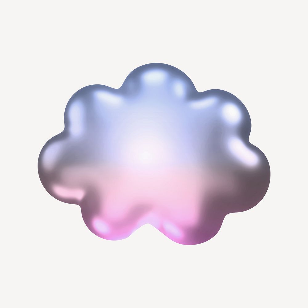 Cloud icon holographic fluid chrome shape illustration