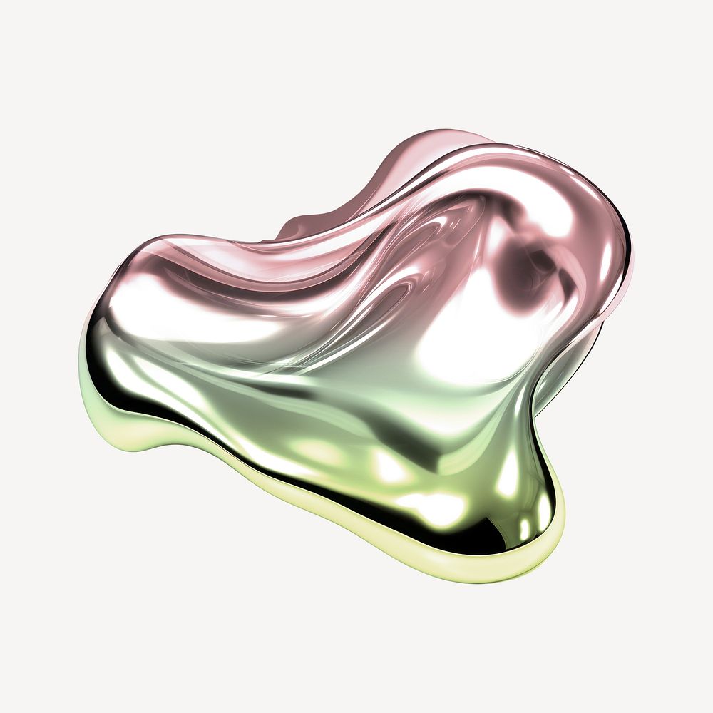 Blob shape icon holographic fluid chrome shape illustration