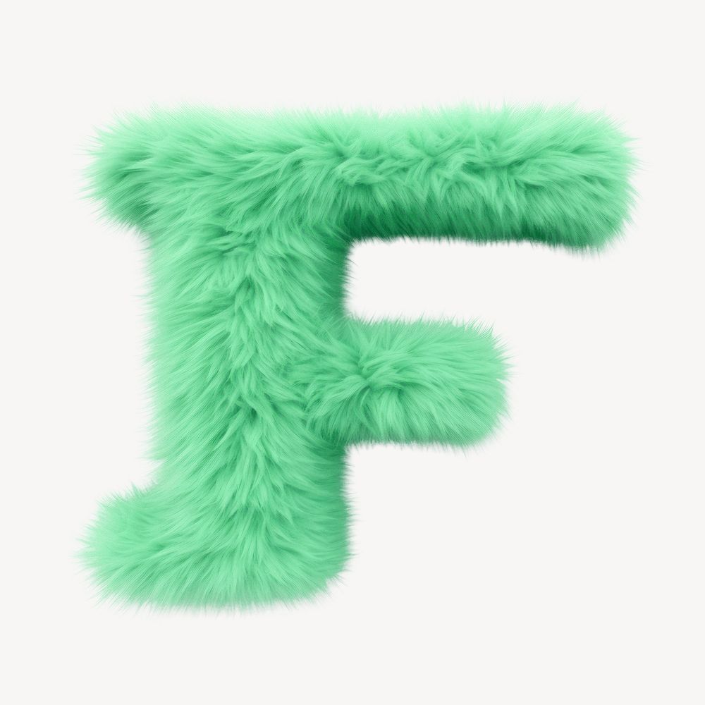 Letter F, fluffy green font illustration
