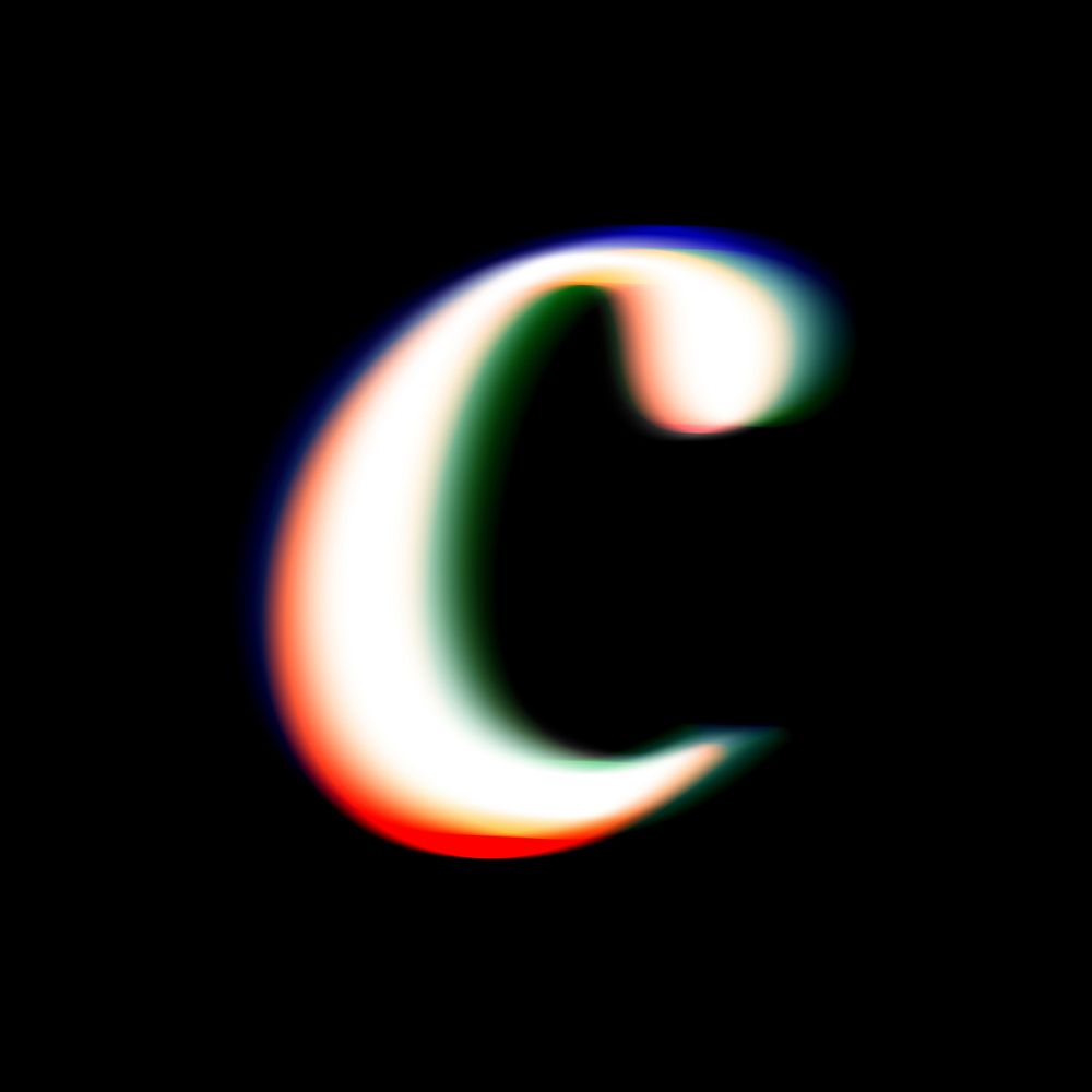 Letter c in offset color font illustration