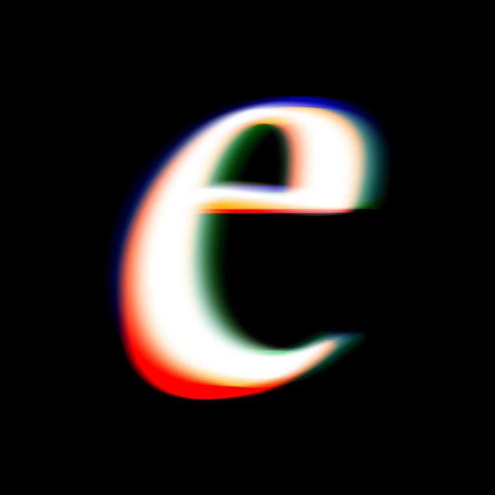 Letter e in offset color font illustration