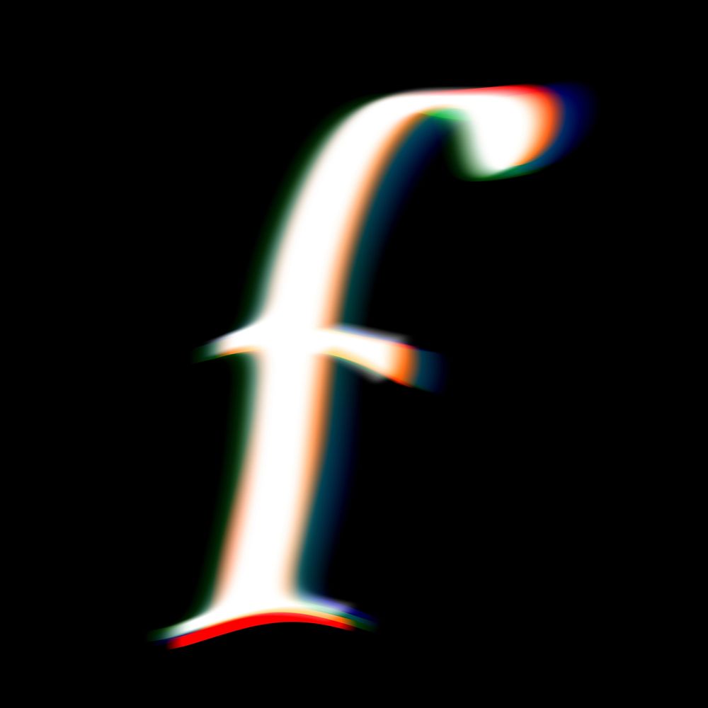Letter f in offset color font illustration