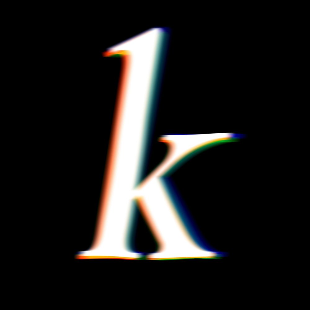 Letter k in offset color font illustration