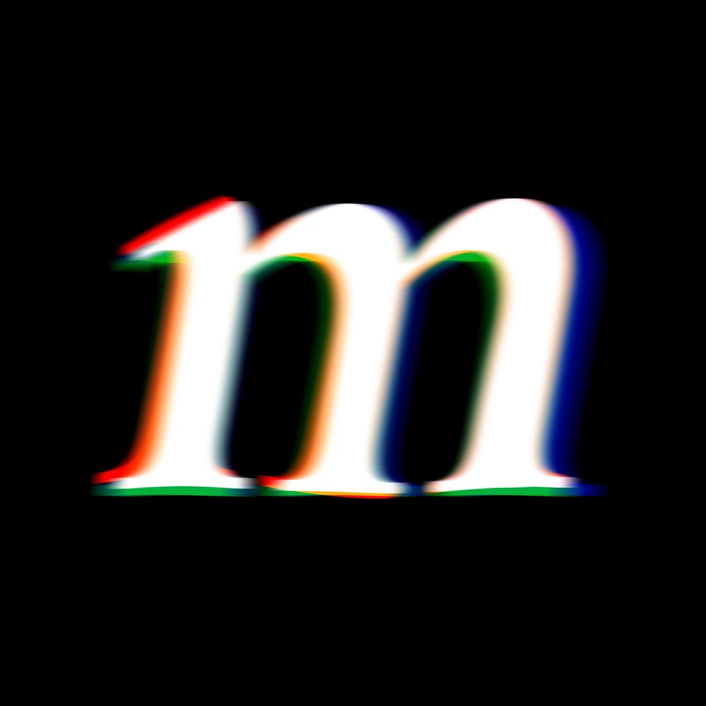 Letter m in offset color font illustration