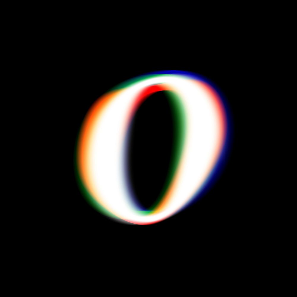 Letter o in offset color font illustration