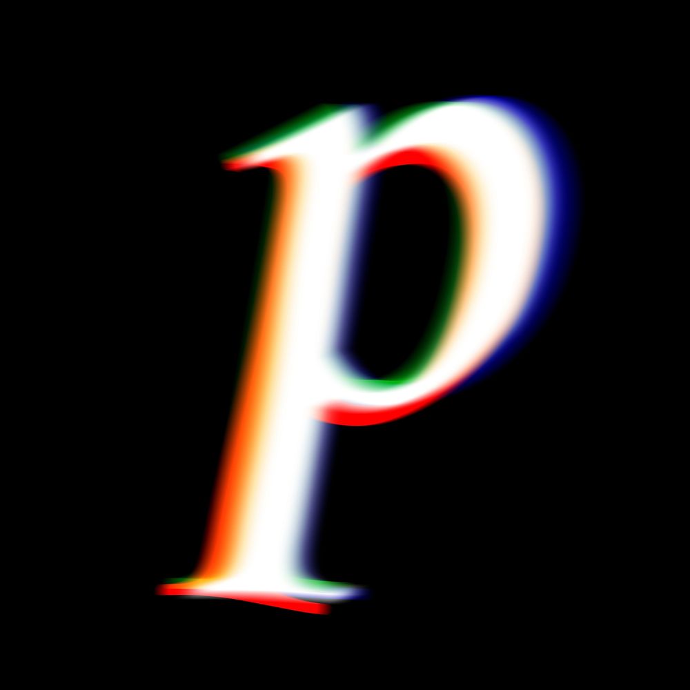 Letter p in offset color font illustration