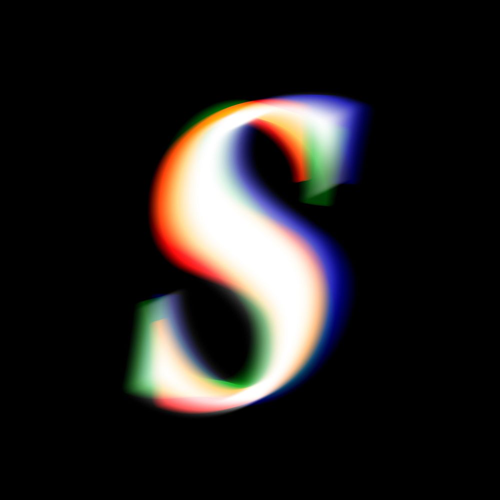 Letter s in offset color font illustration