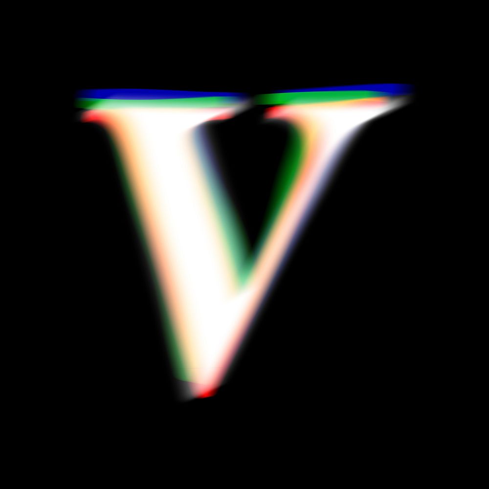 Letter v in offset color font illustration