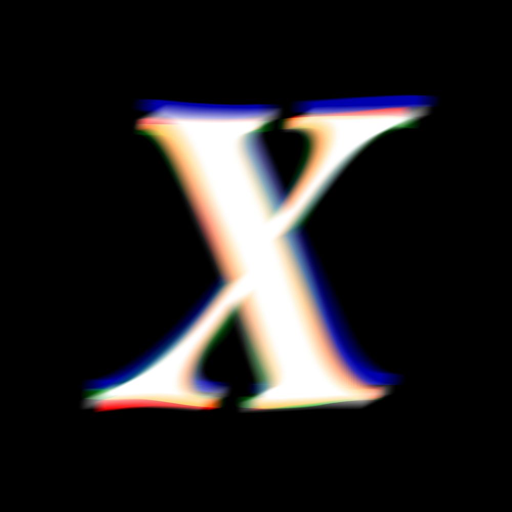 Letter x in offset color font illustration