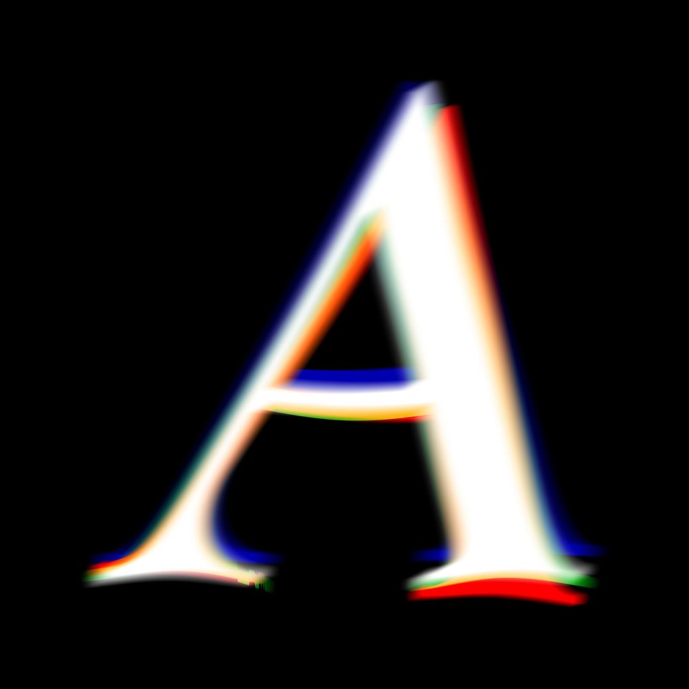 Letter A in offset color font illustration