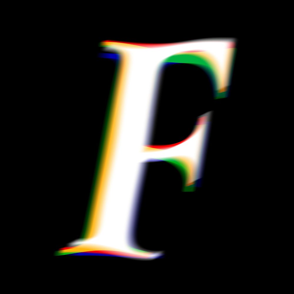 Letter F in offset color font illustration