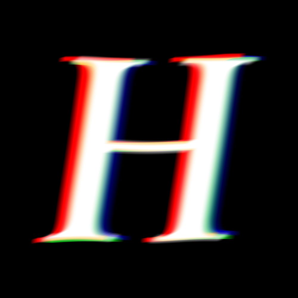 Letter H in offset color font illustration