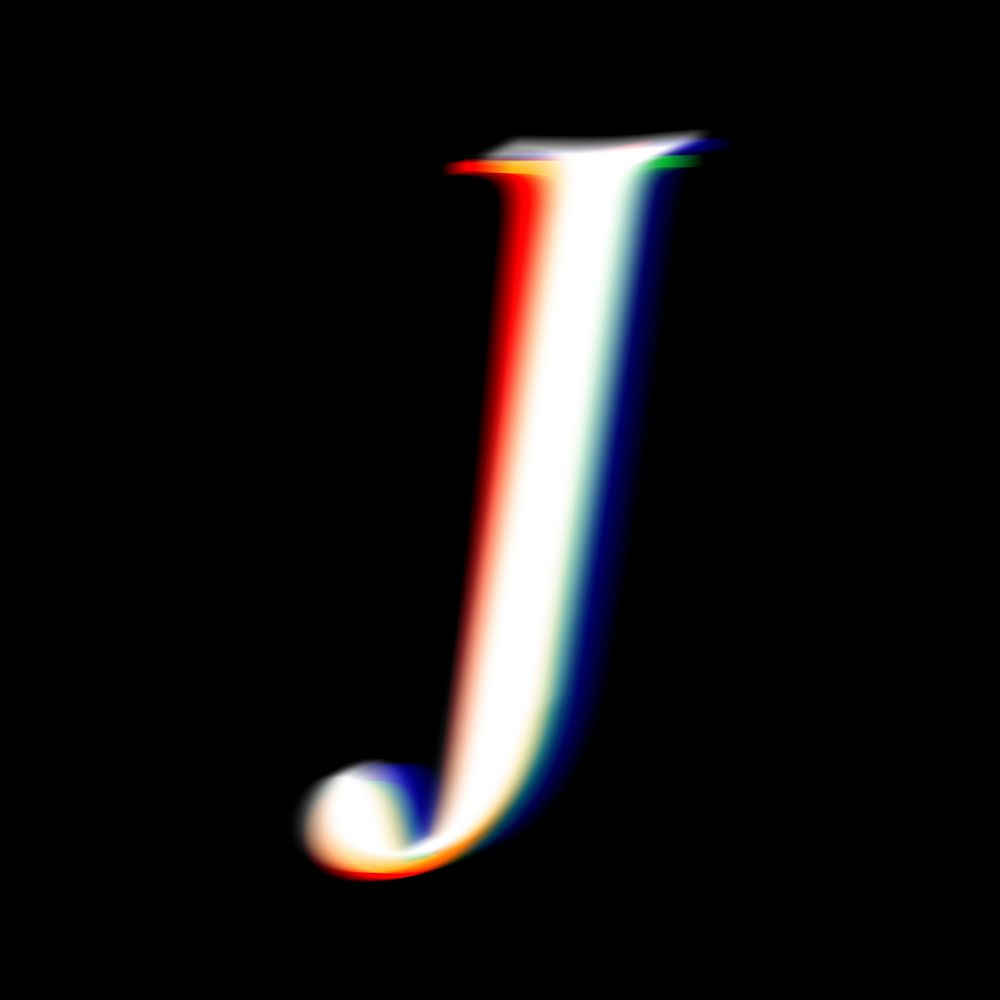 Letter J in offset color font illustration