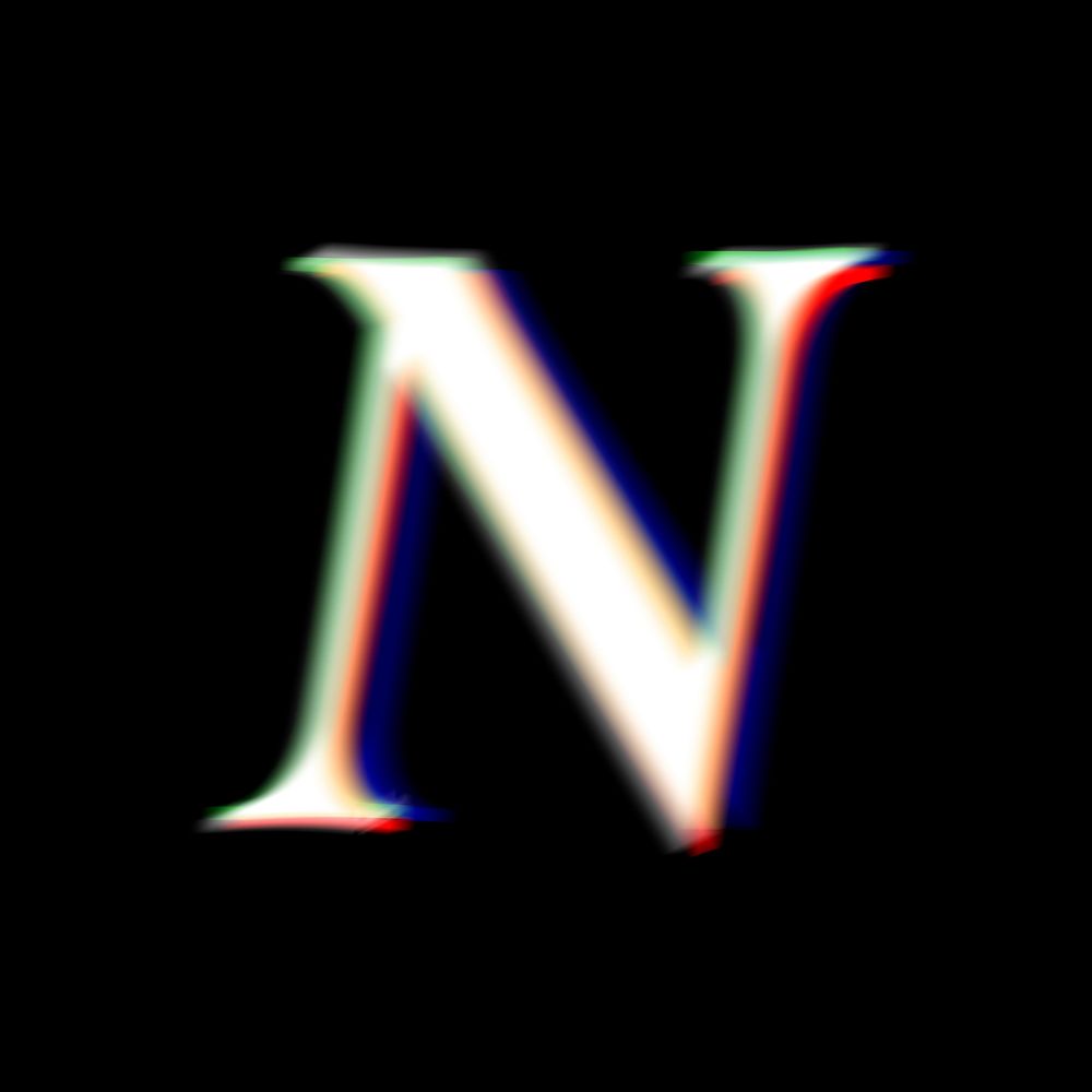 Letter N in offset color font illustration