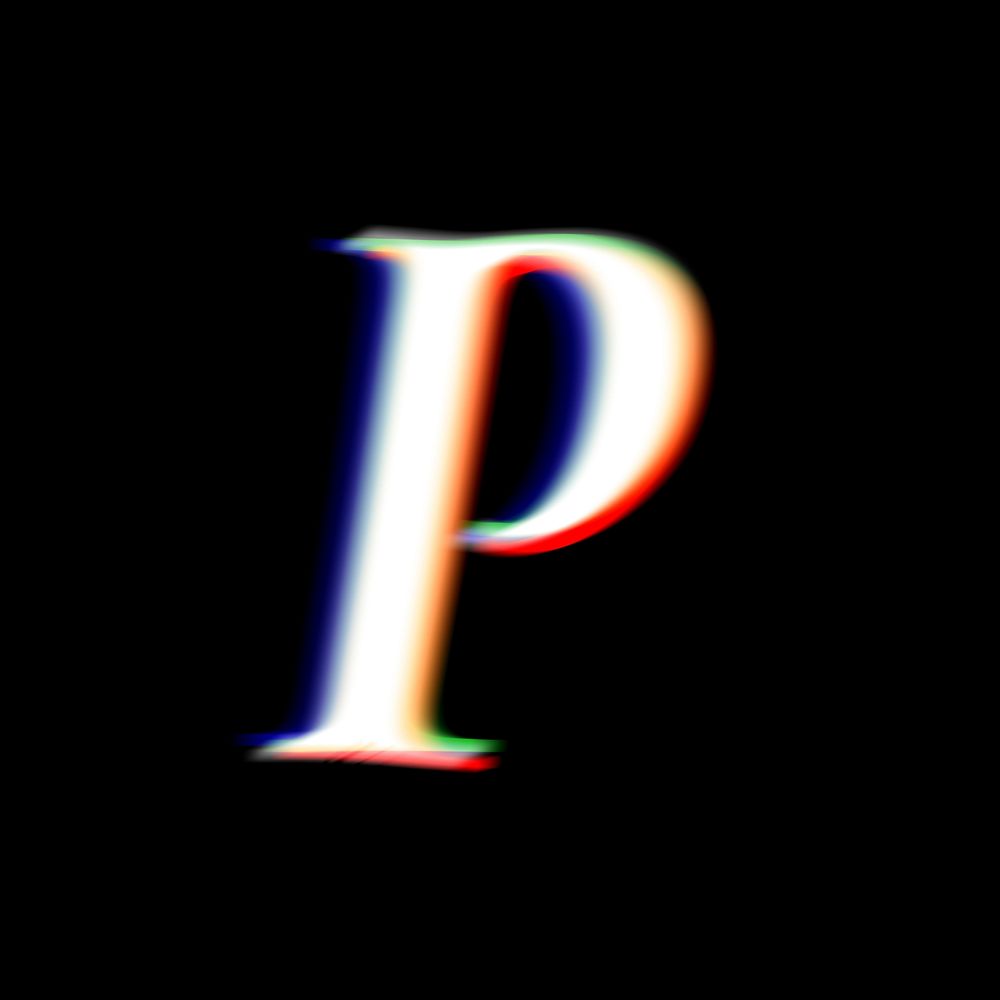 Letter P in offset color font illustration