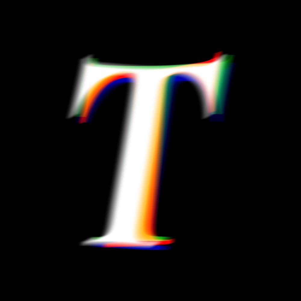 Letter T in offset color font illustration