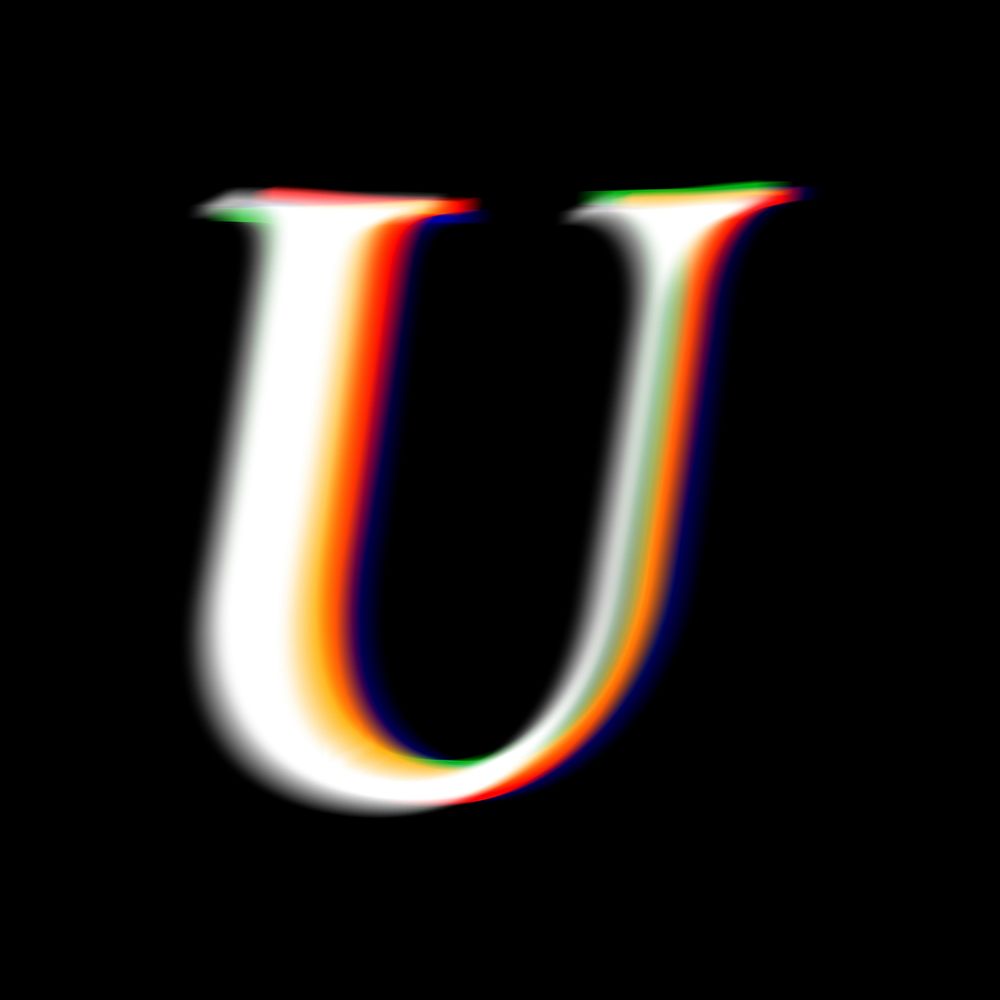 Letter U in offset color font illustration