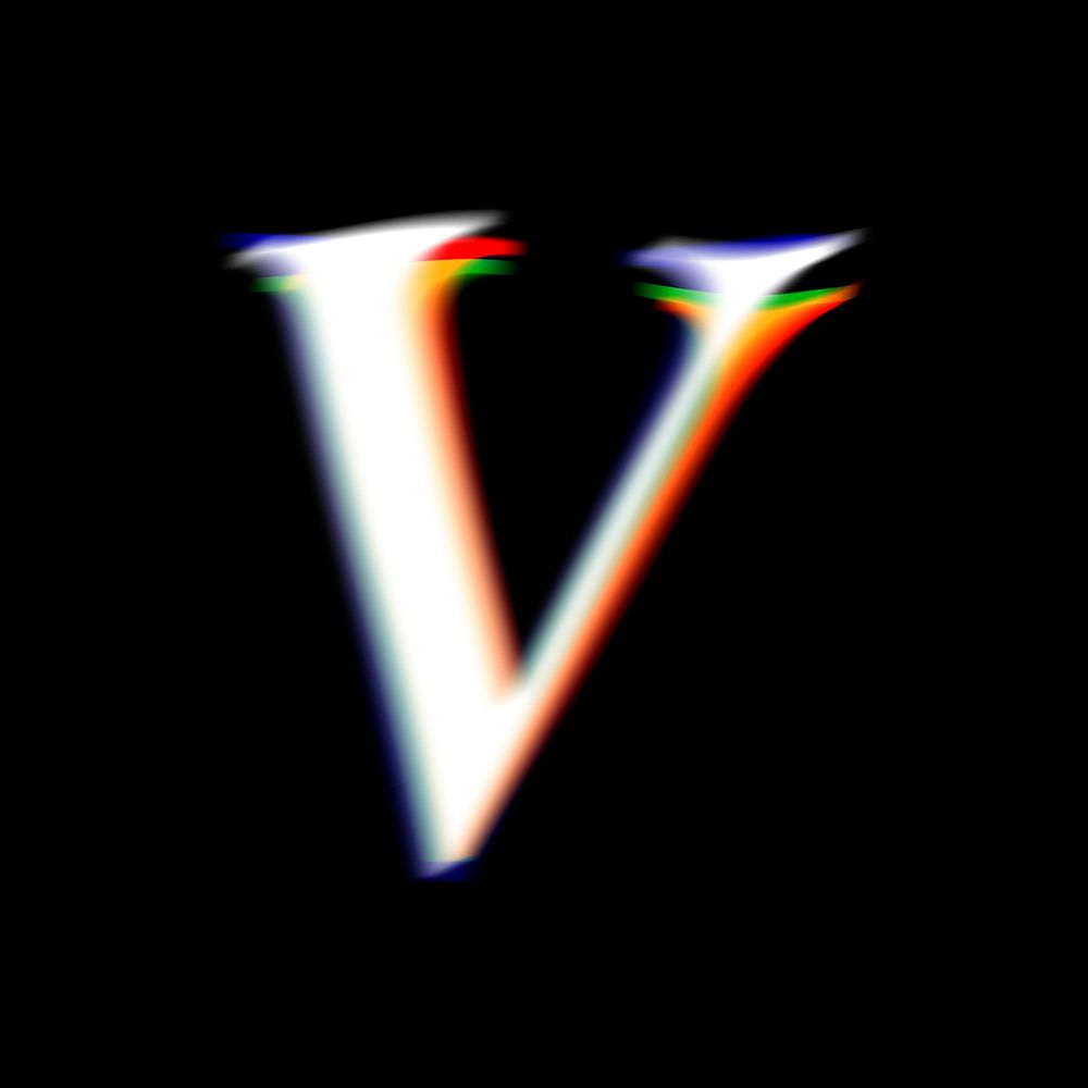 Letter V in offset color font illustration