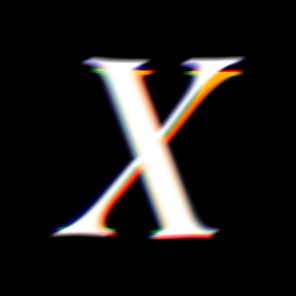 Letter X in offset color font illustration