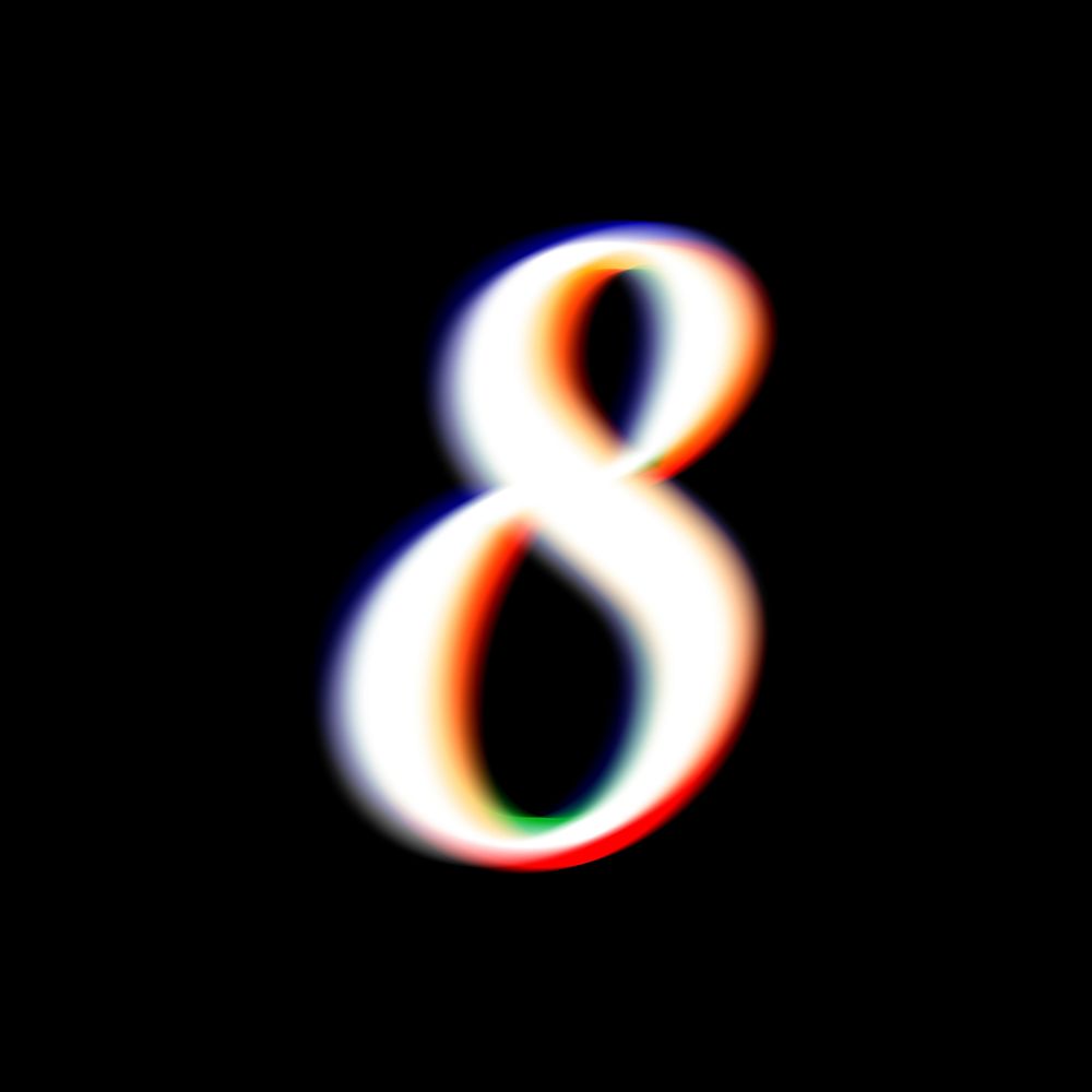 Number 8 in offset color font illustration