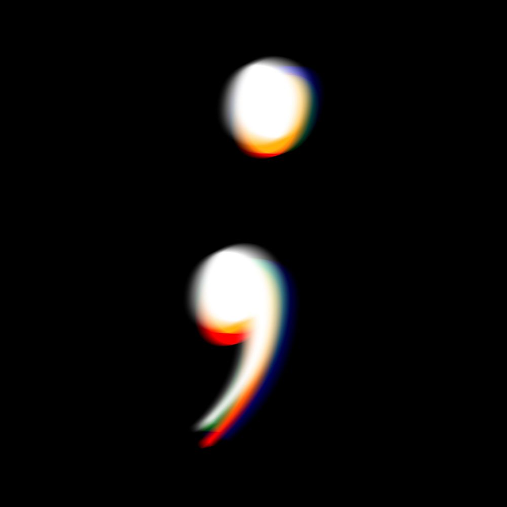 Semicolon sign, offset color illustration