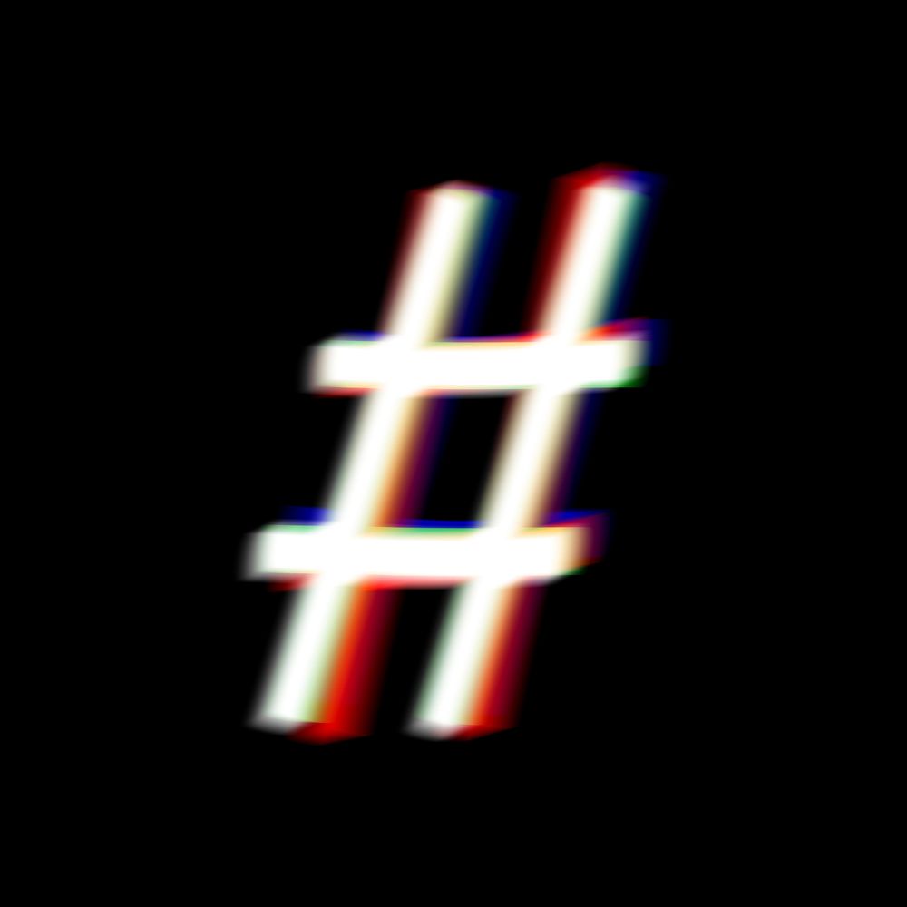 Hashtag sign, offset color illustration