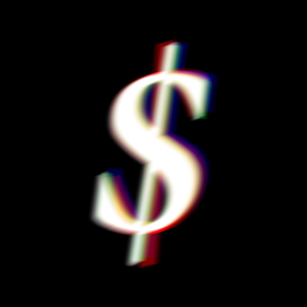 Dollar sign, offset color illustration